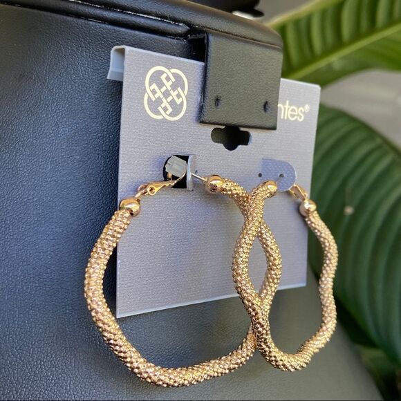 Hexagon Gold Hoops Daisy Fuentes Fashion Earrings $16ea / 3 for $25 - Picture 2 of 9